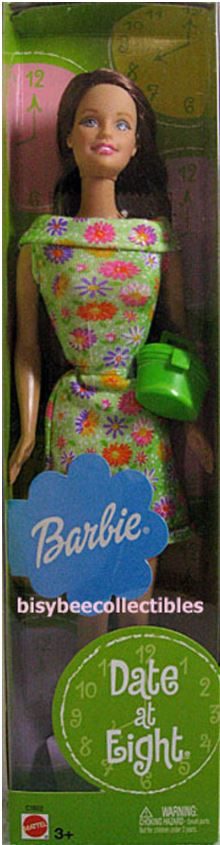 Barbie Date At Eight, Green Floral Brunette