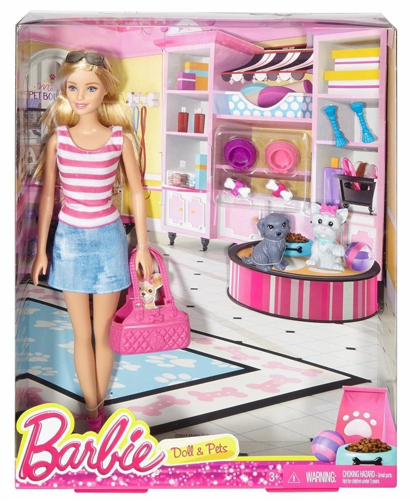 Barbie Doll and Pets Set