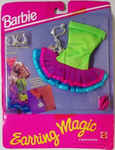 Barbie Earring Magic Fashions Lime Green Dress