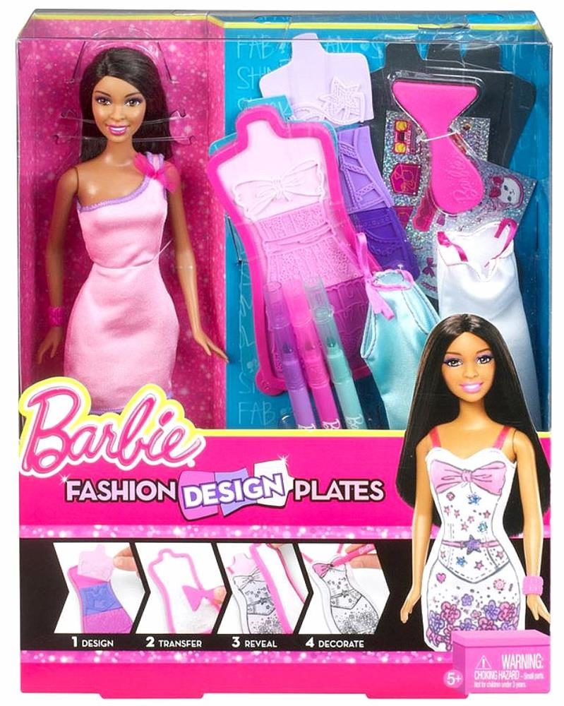 Barbie Fashion Design Plates and African-American Doll