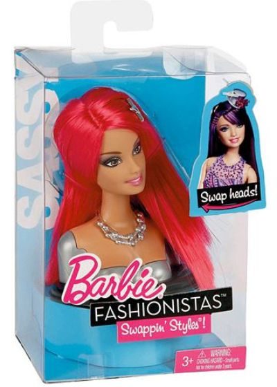 Barbie Fashionistas Swappin’ Styles Doll Head Sassy