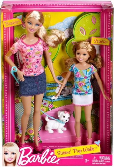 Barbie Sisters Pup Walk Barbie and Stacie Doll (#W3285, 2012) details ...