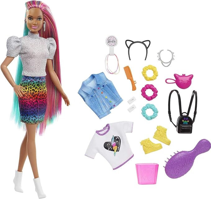 Barbie Leopard Rainbow Hair Doll