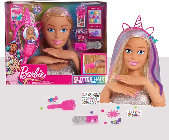 Barbie Deluxe 20-Piece Glitter and Go Styling Head