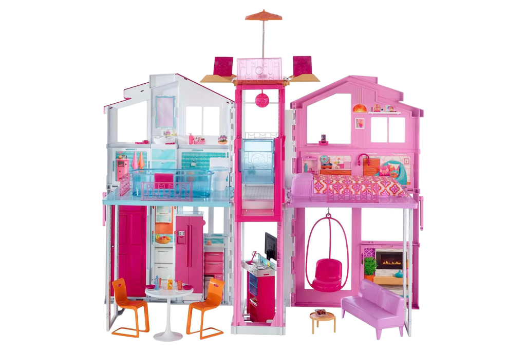 Barbie 3-Story Townhouse with Rooftop Lounge, Furniture & Accessories